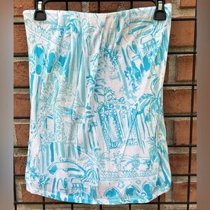 Lilly Pulitzer Blue and White Patterned Tube-top